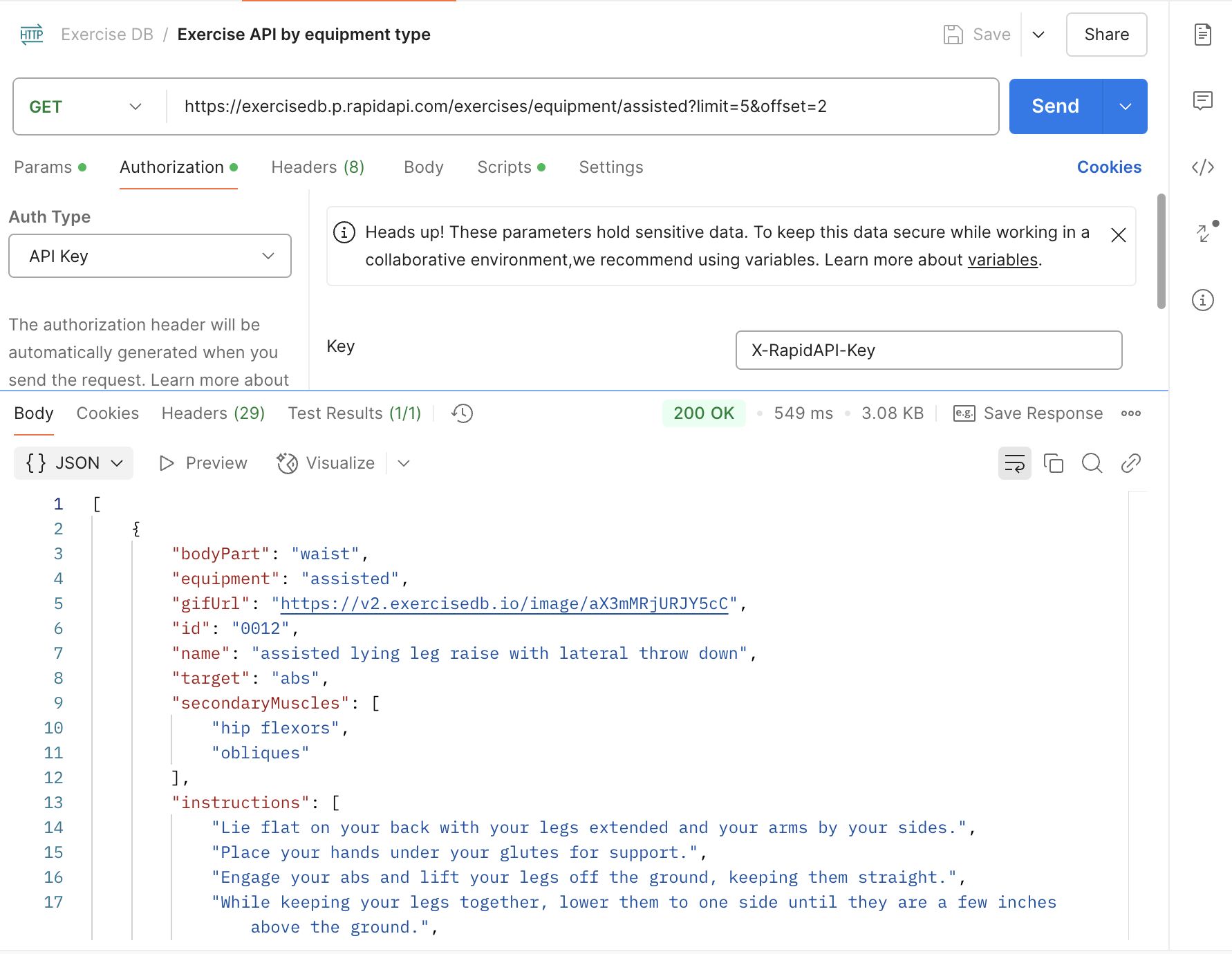 Exercise API execution in Postman