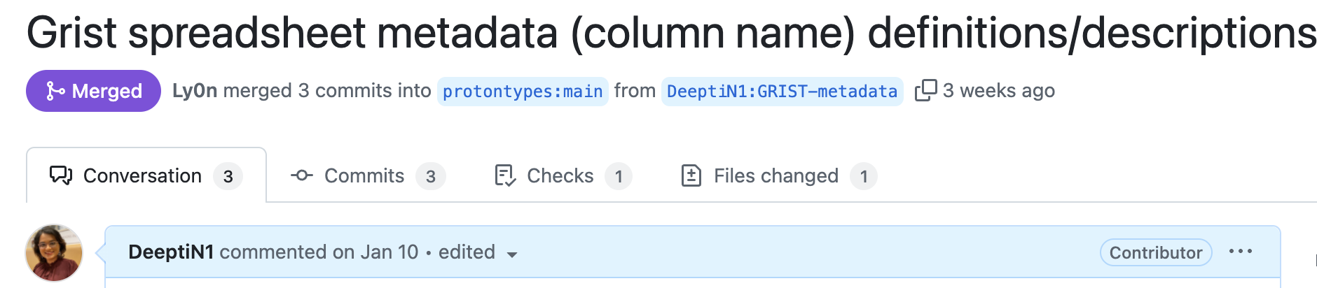 Metadata definitions GitHUb PR