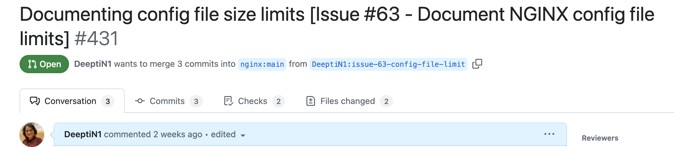 NGINX Config file size GitHUb PR